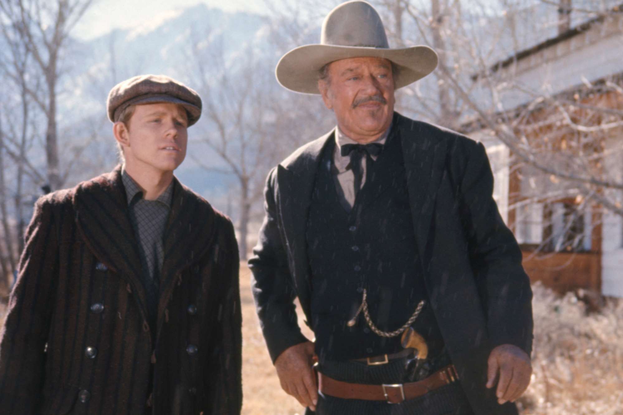 Ron Howard as Gillom Rogers in Western wardrobe during a between-takes moment on the set of The Shootist