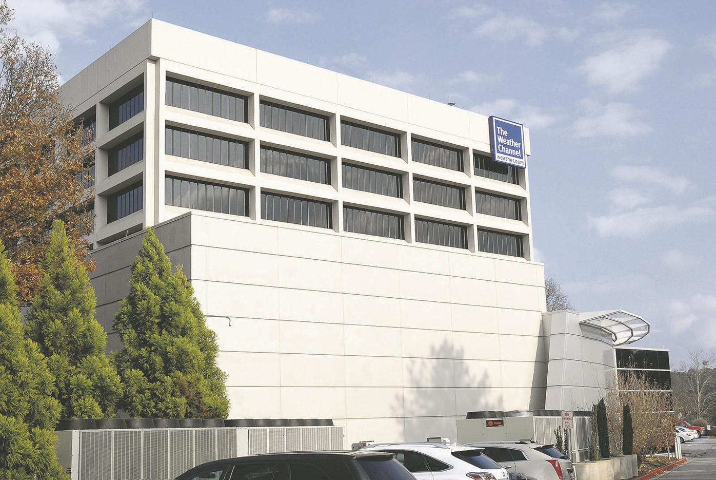 The exterior of The Weather Channel building on a clear day, a straightforward public-facing view that suggests the network’s long-running presence